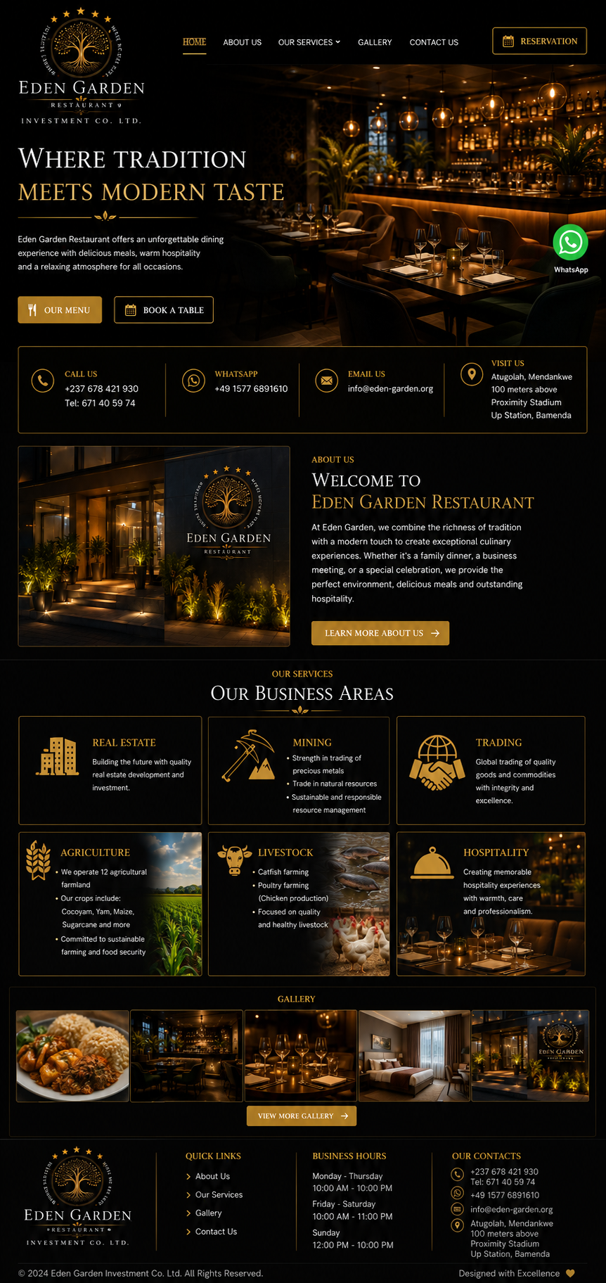 Eden Garden Restaurant & Investment Co. Ltd. website